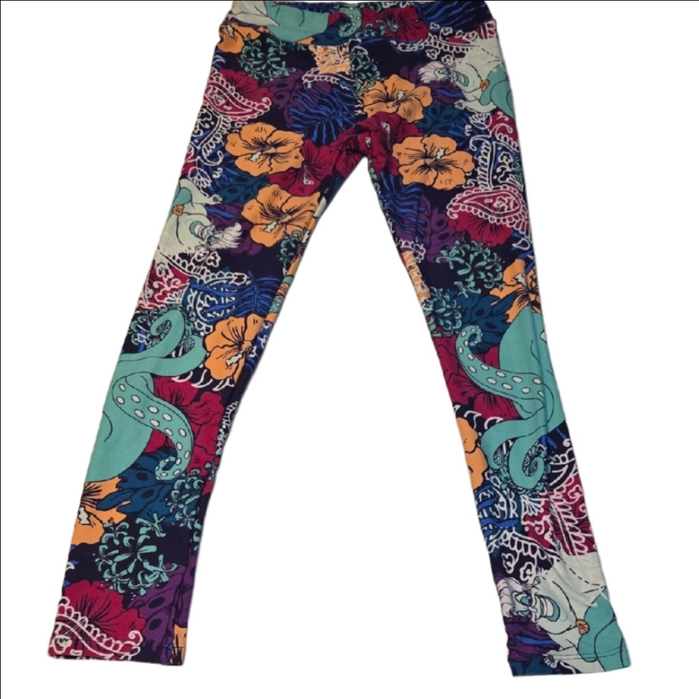 LuLaRoe Disney Little Mermaid Floral Leggings OS